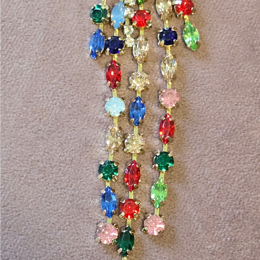 Multicolor Crystal Drop Earrings - Picture 2 of 2
